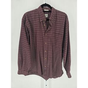 JWN Mens Sz XL Long Sleeve Button Up Dress Shirt Dark Burgundy Red Cotton